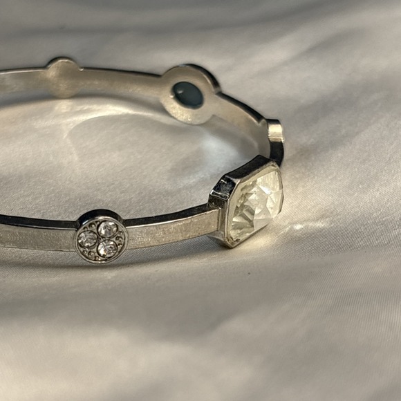 Very Sparkly Bangle Silver Tone Clear Stone Bracelet Bling Glam Stackable Estate - Picture 4 of 16